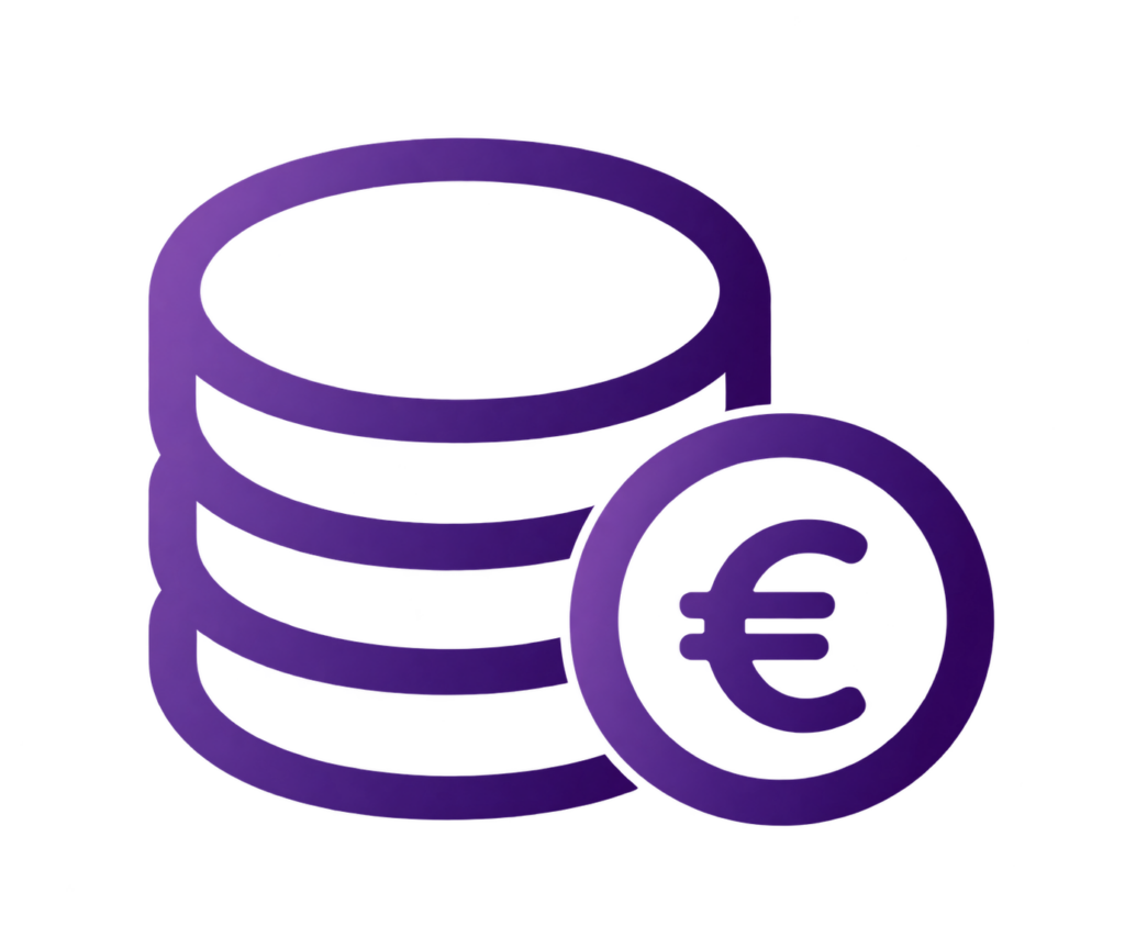 Freigestelltes Münz-Icon mit Eurozeichen als Symbol für die Entgeltumwandlung.